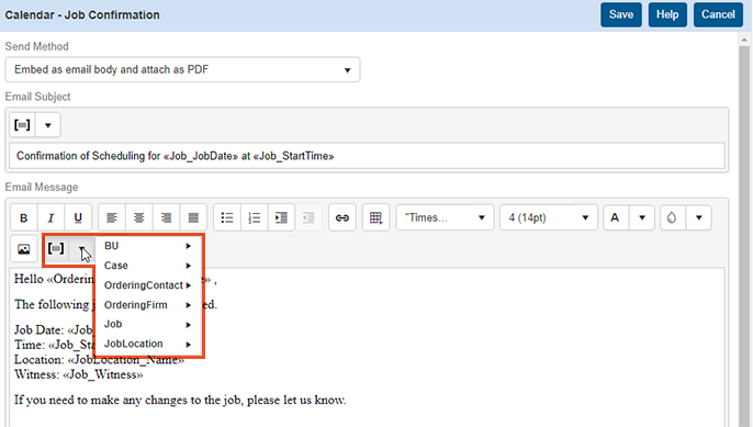 job confirmation email